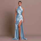 Halterneck Dress Women Sleeveless Maxi Side Slit | Calla