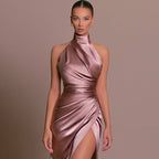 Halterneck Dress Women Sleeveless Maxi Side Slit | Calla