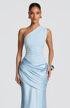 Long Maxi Dress Women One Shoulder Asymmetric Neckline Draped