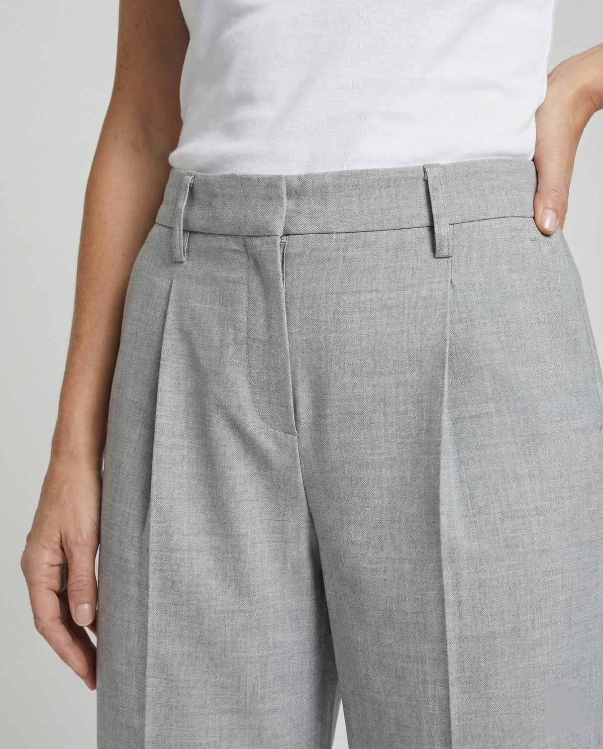 Women Wide Leg Trousers High Waist Creased