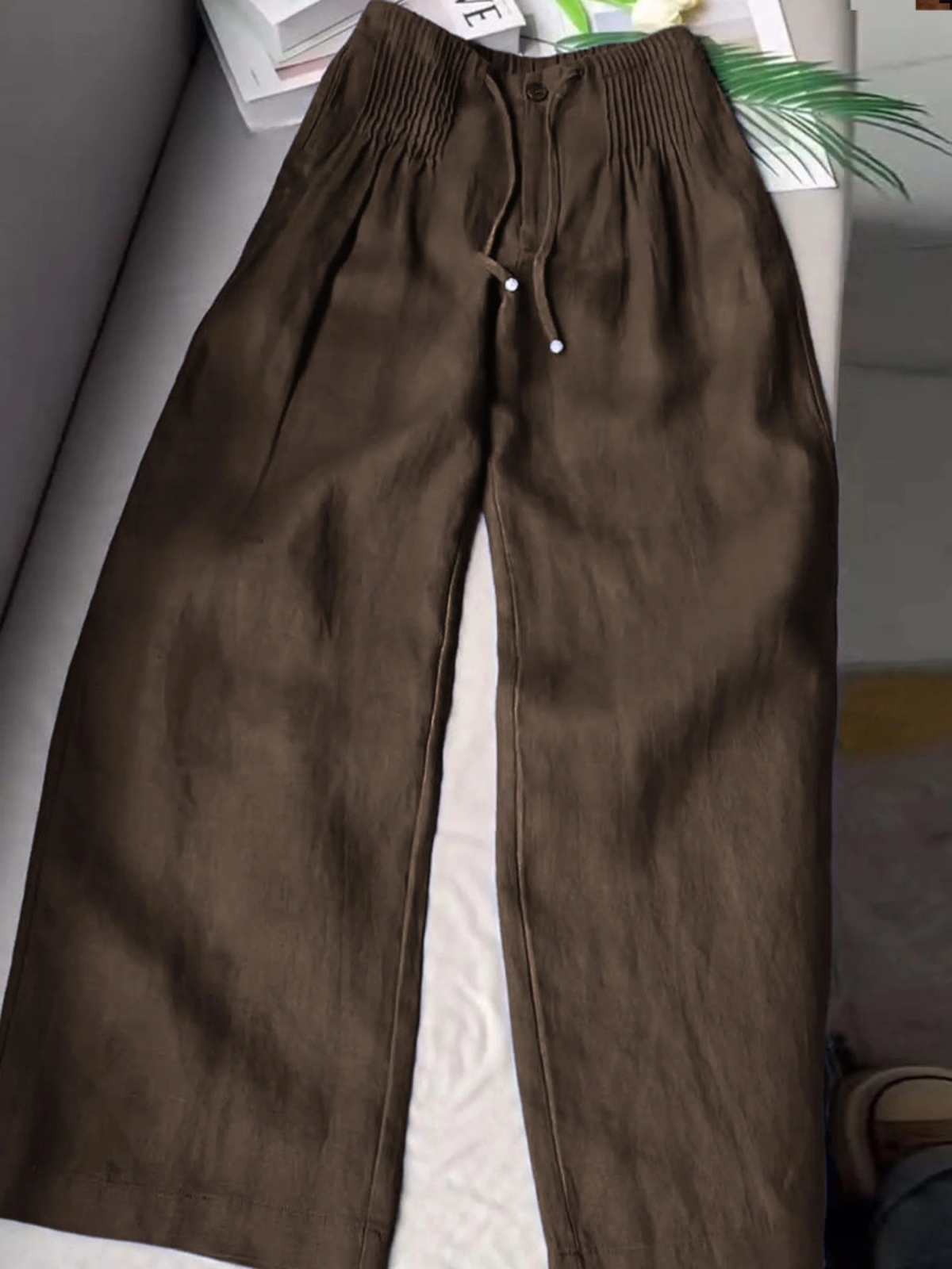 Women Wide Leg Linen Pants High Waist Smocked Culottes | Marlow