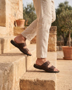 Mens Sandals Genuine Leather Sliders Casual Open Toe Summer Shoes