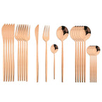Kira | Cutlery Set 24 Piece | Stainless Steel, Gold Accent | Black, White, Rose