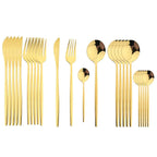 Kira | Cutlery Set 24 Piece | Stainless Steel, Gold Accent | Black, White, Rose