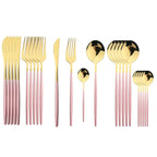Kira | Cutlery Set 24 Piece | Stainless Steel, Gold Accent | Black, White, Rose