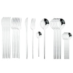 Kira | Cutlery Set 24 Piece | Stainless Steel, Gold Accent | Black, White, Rose
