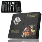 Kira | Cutlery Set 24 Piece | Stainless Steel, Gold Accent | Black, White, Rose