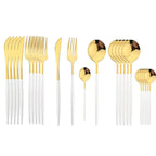 Kira | Cutlery Set 24 Piece | Stainless Steel, Gold Accent | Black, White, Rose