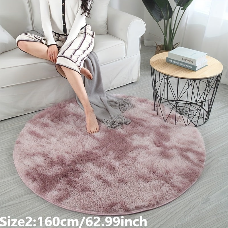 Delphine | Round Plush Rug | Tie-Dye, Soft & Non-Slip | Living Room, Bedroom