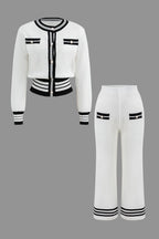 Wynne | Women's Knit Two-Piece Set | Cropped Cardigan & Wide-Leg Pants