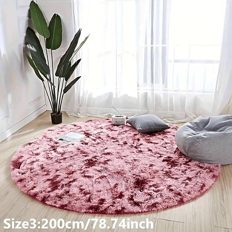 Delphine | Round Plush Rug | Tie-Dye, Soft & Non-Slip | Living Room, Bedroom