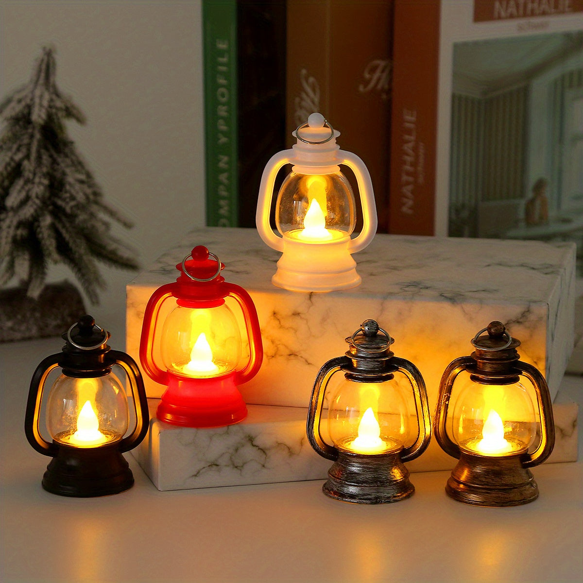 Christmas LED lantern lights 12 pack vintage mini flickering design