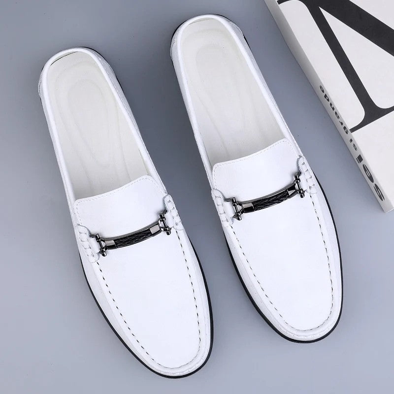 Men Genuine Leather Loafers Metallic Rope Detail