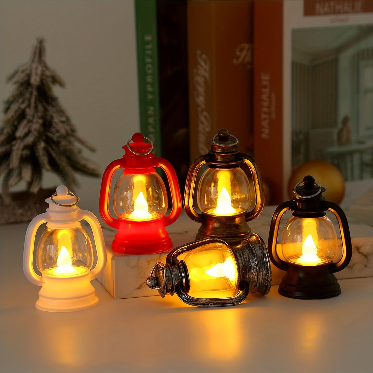 Honor | Mini LED Christmas Lanterns | Vintage Flickering, Set of 12 | Battery-Powered