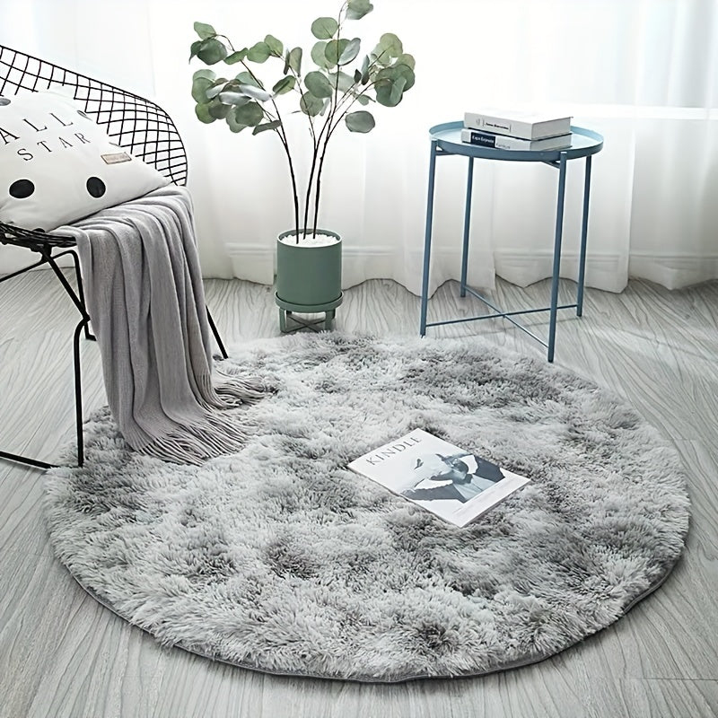Delphine | Round Plush Rug | Tie-Dye, Soft & Non-Slip | Living Room, Bedroom