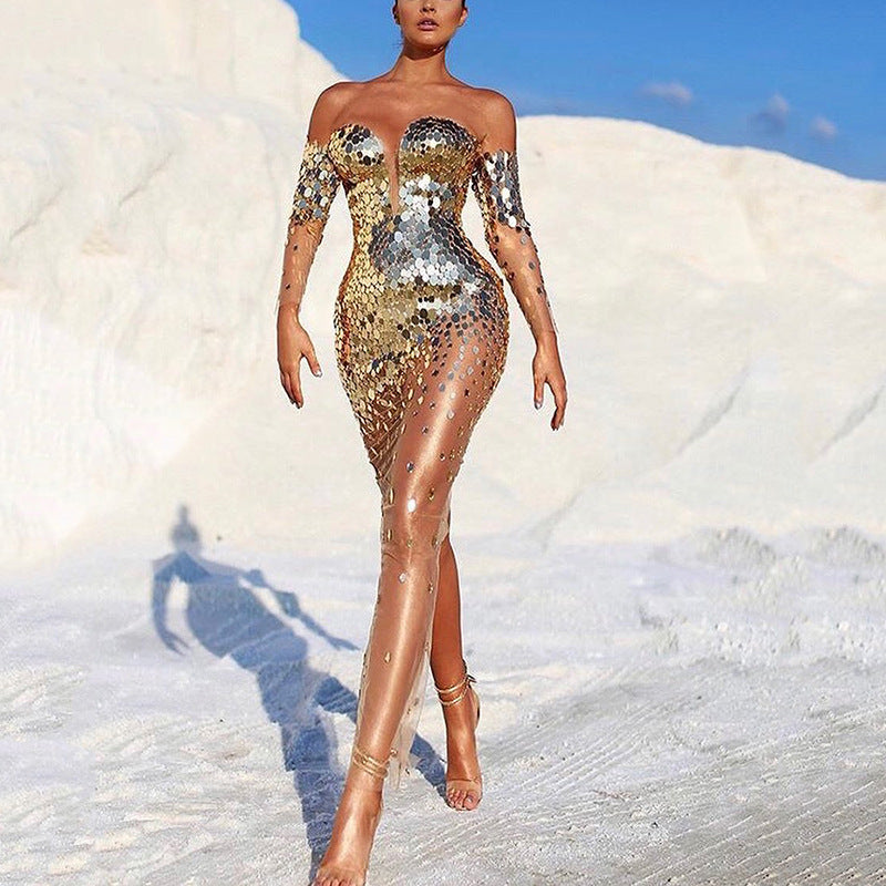 Sequin Dress Women | Polished Elegant Fairy Banquet Temperament Dress