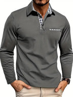 Men Polo Shirt Long Sleeve Cotton Blend Comfort Fit Casual Style