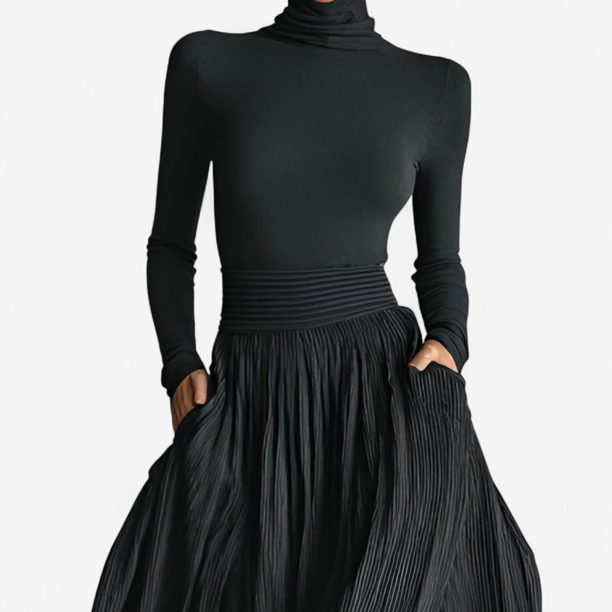 Women High Waist Maxi Skirt Side Slit