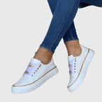Jolie | Women's Lace-Up Sneakers | Velvet, Casual Spring | Flat