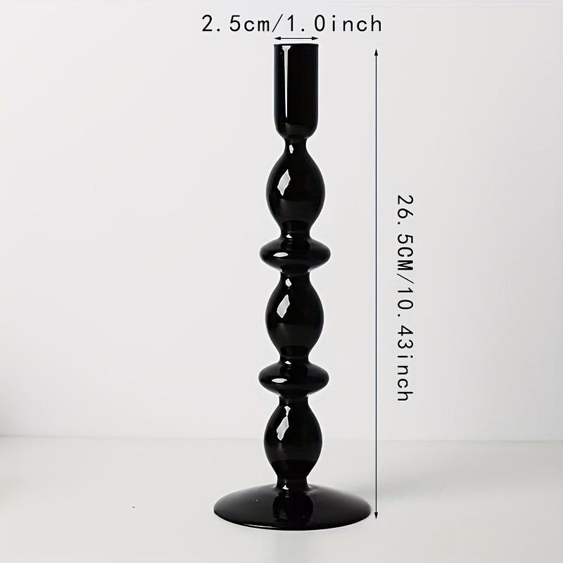 Indra | Glass Candlestick Set | Minimalist Table Decor | Lacquered, Romantic