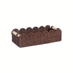 Rhea | Storage Basket | Boho Woven, Fan Edge | Natural Fibre, Rectangular