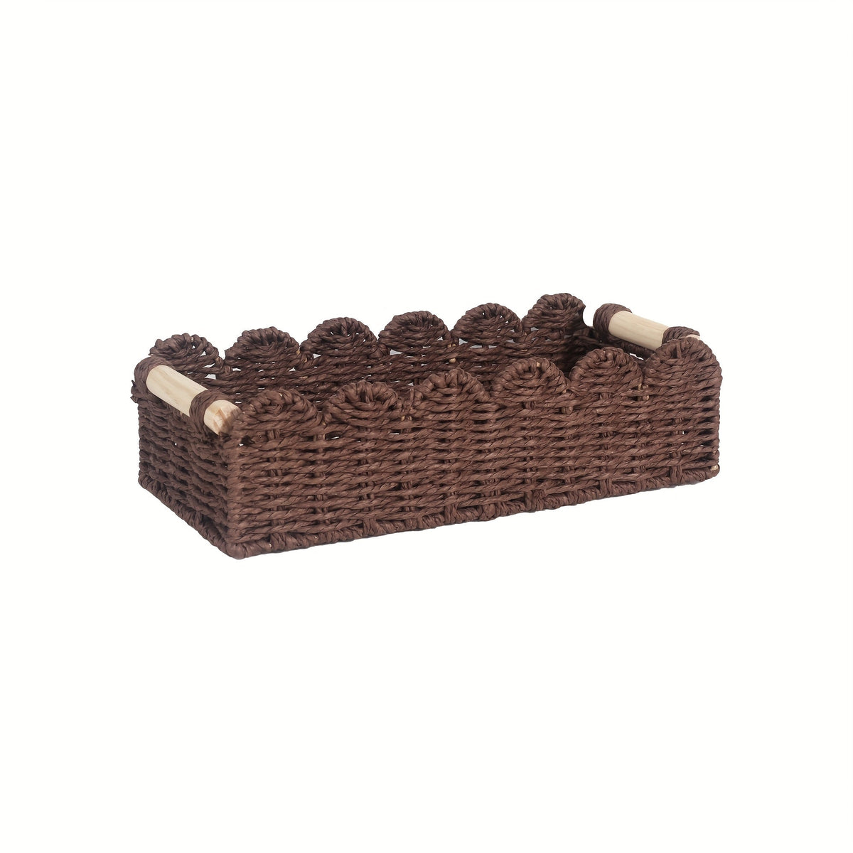 Rhea | Storage Basket | Boho Woven, Fan Edge | Natural Fibre, Rectangular