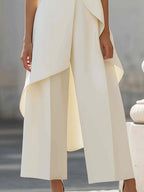 Talia | Women's Two-Piece Set | Asymmetric Top & Wide-Leg Pants | Business