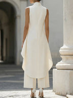Talia | Women's Two-Piece Set | Asymmetric Top & Wide-Leg Pants | Business