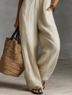 Women's Linen Jumpsuit | Sleeveless, Stand Collar, Embroidered | Bexcellent