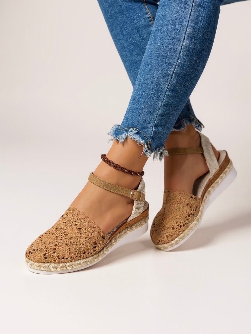 Jolie | Women's Boho Crochet Platform Sandals | Ankle Strap