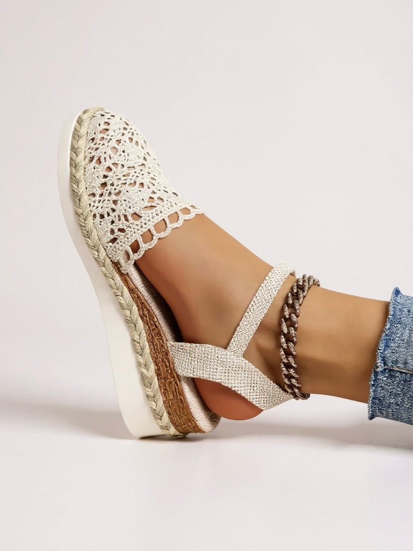 Jolie | Women's Boho Crochet Platform Sandals | Ankle Strap