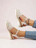 Jolie | Women's Boho Crochet Platform Sandals | Ankle Strap