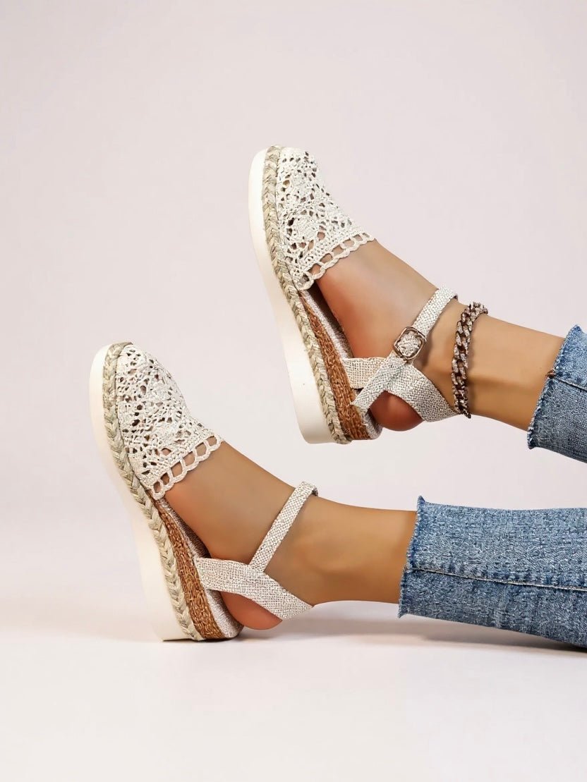 Jolie | Women's Boho Crochet Platform Sandals | Ankle Strap