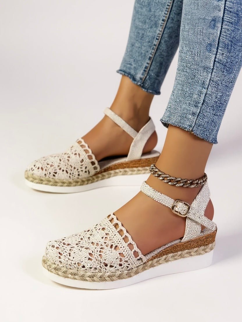 Jolie | Women's Boho Crochet Platform Sandals | Ankle Strap
