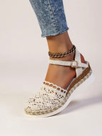 Jolie | Women's Boho Crochet Platform Sandals | Ankle Strap