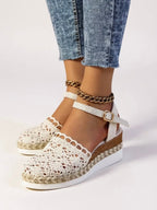Jolie | Women's Boho Crochet Platform Sandals | Ankle Strap