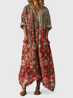 Yvaine | Women's Boho Maxi Dress | Paisley Print, Pockets | Loose Fit