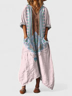 Yvaine | Women's Boho Maxi Dress | Paisley Print, Pockets | Loose Fit