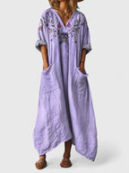 Yvaine | Women's Boho Maxi Dress | Paisley Print, Pockets | Loose Fit