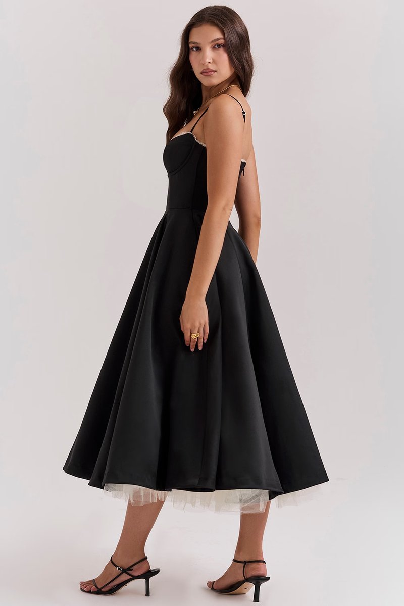 Marlow | Women's Midi Cocktail Dress | Swing Skirt, Built-In Cups