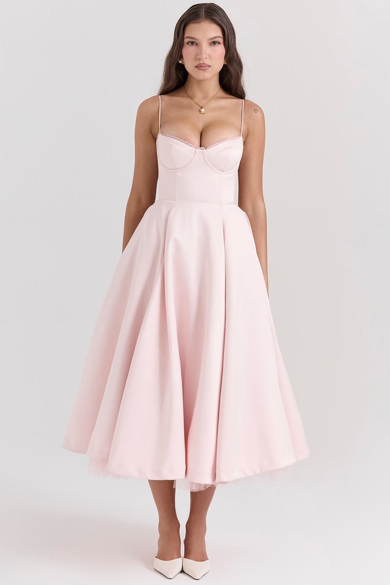 Marlow | Women's Midi Cocktail Dress | Swing Skirt, Built-In Cups