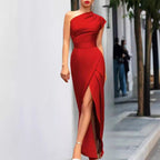 Cocktail Party Dress Women One Shoulder Maxi High Slit