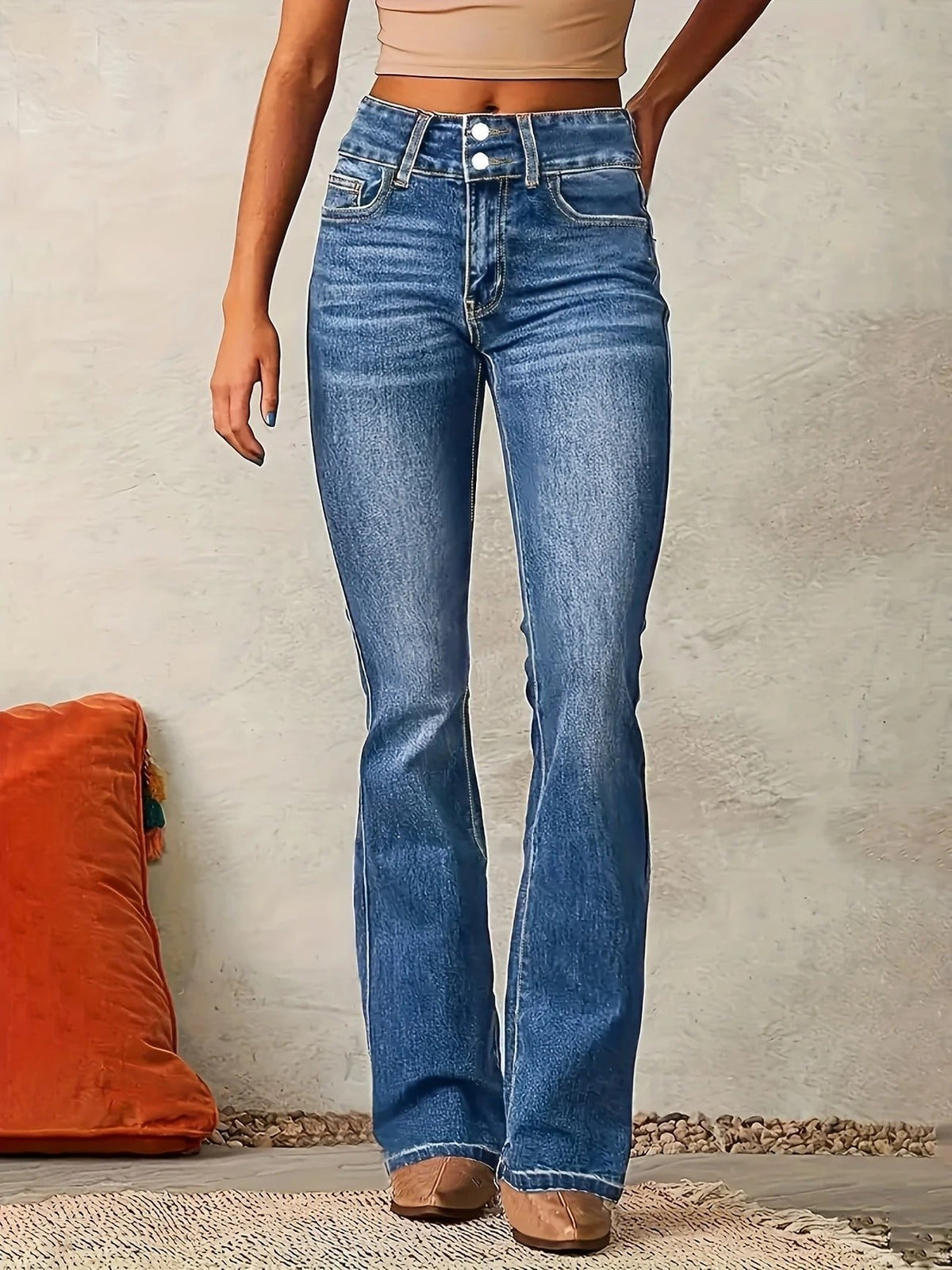 Ximena | Women's Flared Jeans | High Waist, Figure-Hugging Fit | Blue