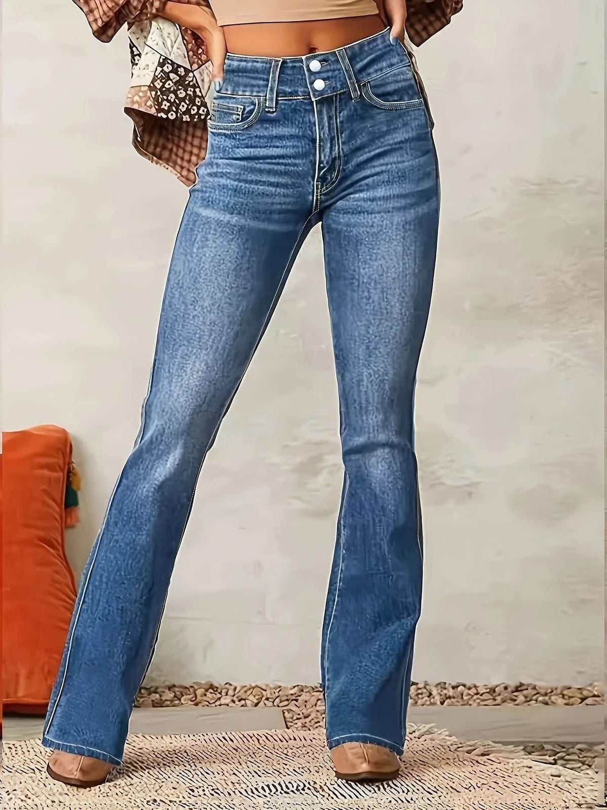 Ximena | Women's Flared Jeans | High Waist, Figure-Hugging Fit | Blue