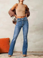 Ximena | Women's Flared Jeans | High Waist, Figure-Hugging Fit | Blue
