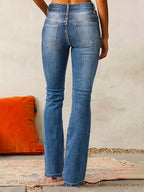 Ximena | Women's Flared Jeans | High Waist, Figure-Hugging Fit | Blue