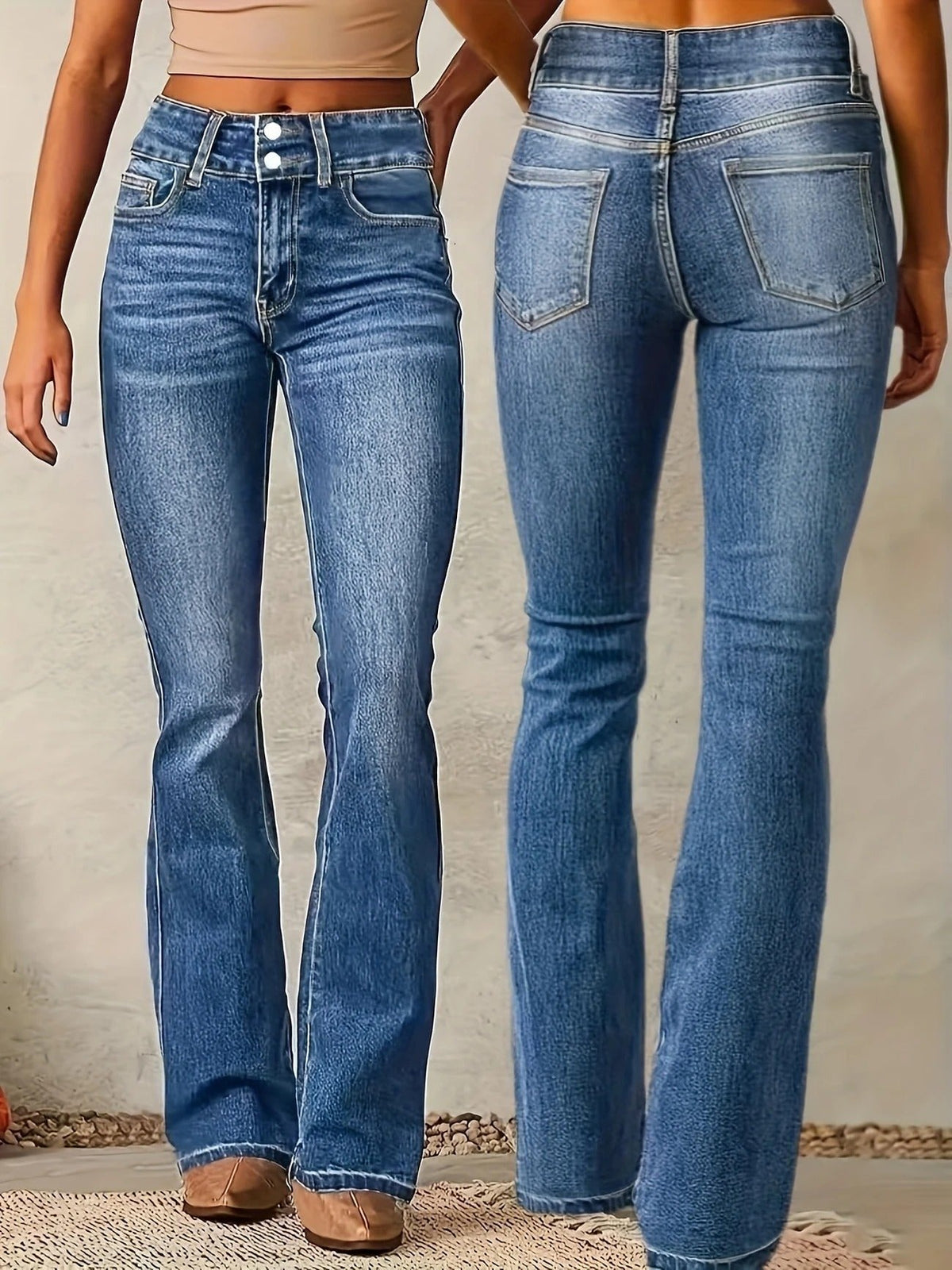 Ximena | Women's Flared Jeans | High Waist, Figure-Hugging Fit | Blue