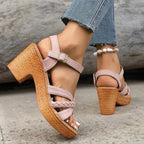 Maeve | Women's Wedge Sandals | Braided Strap, Ankle Buckle | Boho