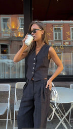 Saoirse | Women's Linen Two-Piece Set | Wide-Leg Trousers & Vest | Summer
