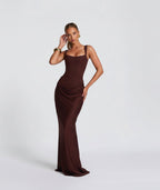 Maxi Dress Women Corset Bodice Wide Strap Draped Skirt | Rhea